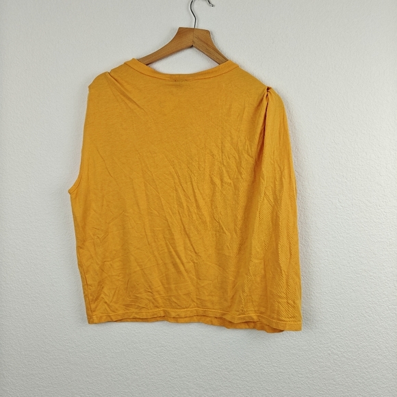Monrow NWT One Shoulder Cotton T-shirt In Honeycomb Yellow Size Small - Picture 8 of 11